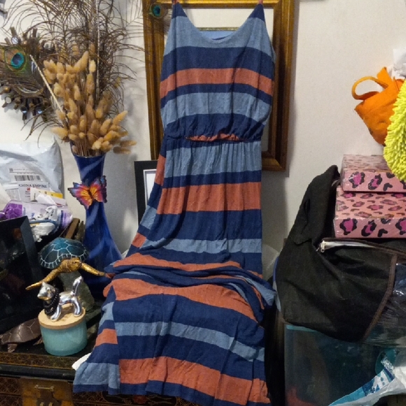 Lush Dresses & Skirts - Lush Blue and Orange Striped Maxi Dress
